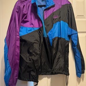Nike Women's Black, Purple, and Blue Bomber Jacket